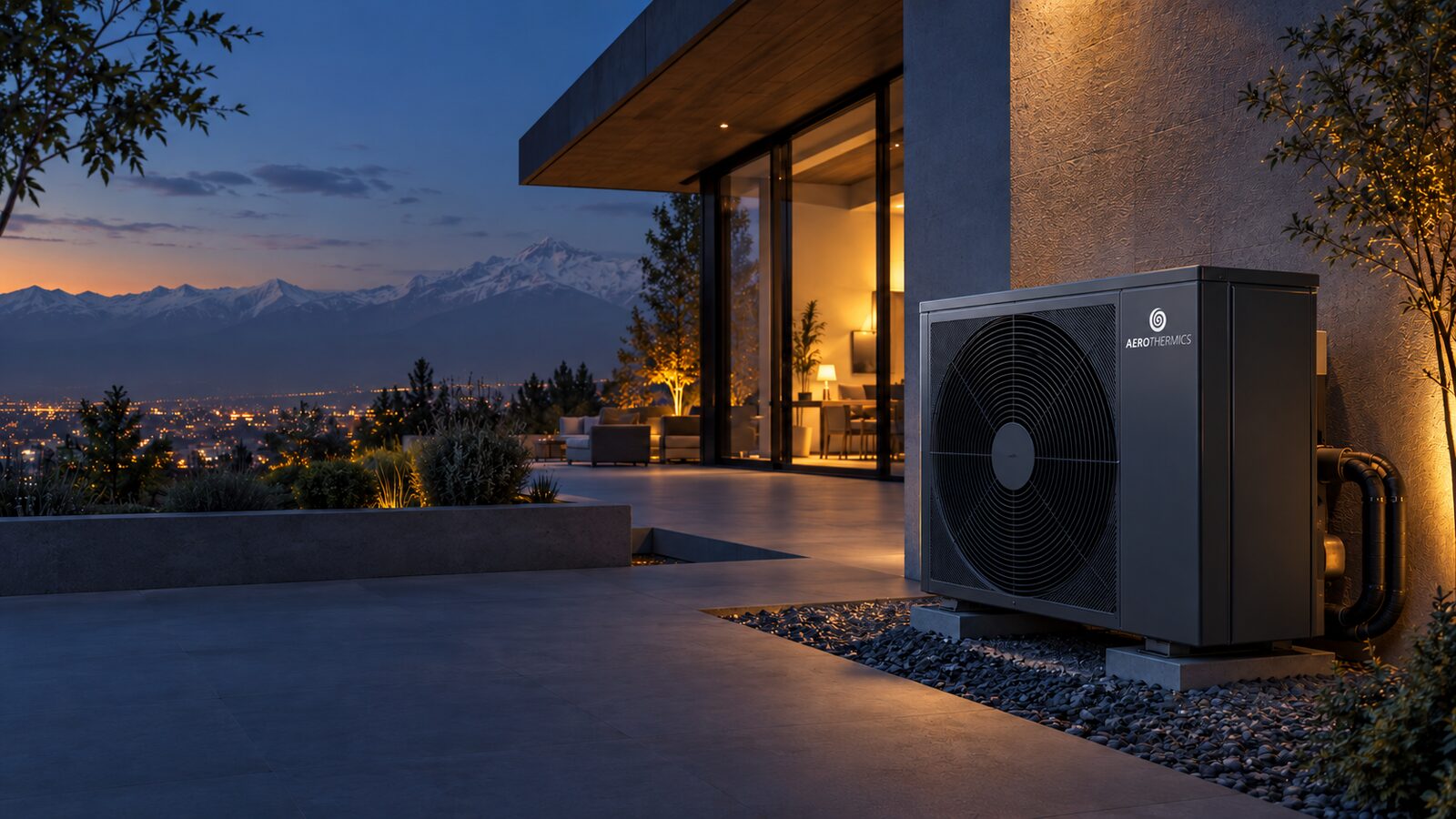 Bomba de calor AeroThermics instalada junto a una vivienda